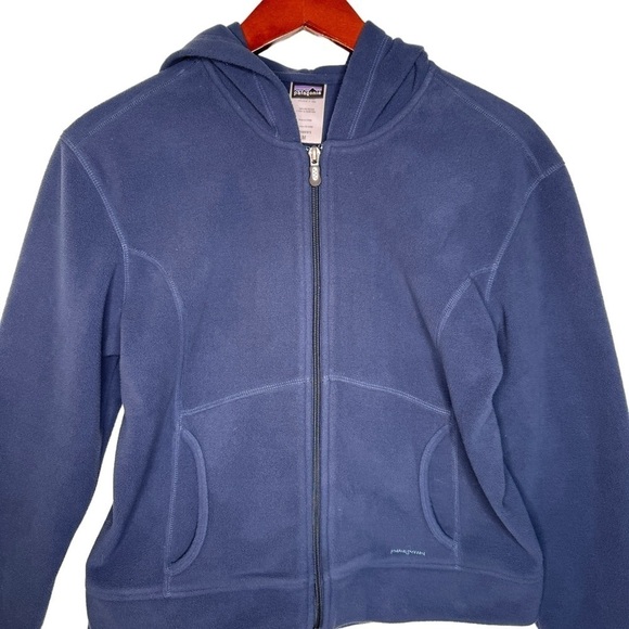 PATAGONIA Hooded Zip Front Fleece Jacket Size Medium in Dusty Blue - Picture 2 of 12